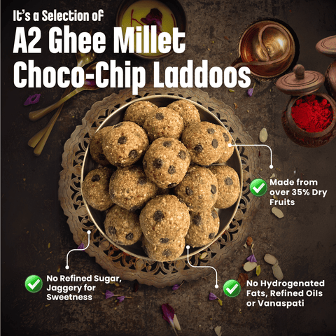 Early Foods - Diwali Snacks & Sweets Gift Hamper Jowar Chocochip Laddo 250gms, Ragi Chocolate Laddoo 250 gms, Almond Choco Cake Mix 60gms, White Sesame Chutney Powder 50 gms, Mixed Dry Fruits Pouch 50 gms & Greeting Card (Diwali Gift Hamper)