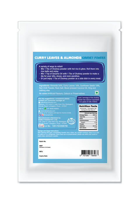 Combo of Spice Mix Chutney Powders For Kids (Spice Mix, Curry Leaves & Almonds, White Sesame Seeds and Pumpkin & Flax Seeds Chutney Powders)
