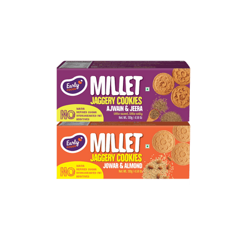 Pack of 2 - Ajwain, Jowar Jaggery Cookies