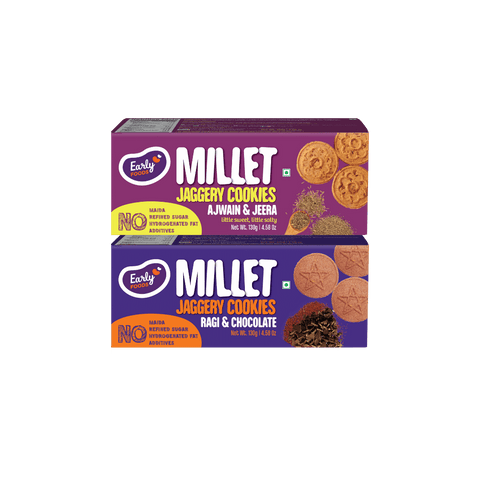 Pack of 2 - Ajwain, Ragi Choco Jaggery Cookies