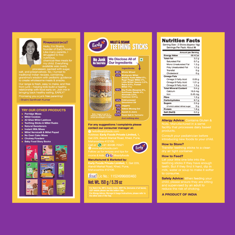 Pack of 2 - Millet Sesame Teething Sticks