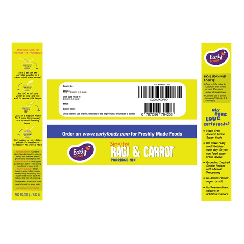 Sprouted Ragi Carrot Porridge Mix