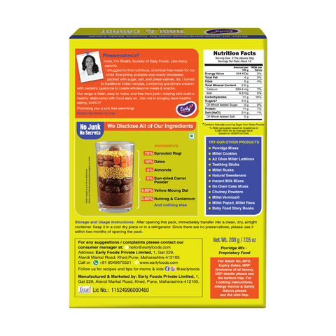 Sprouted Ragi Carrot Porridge Mix