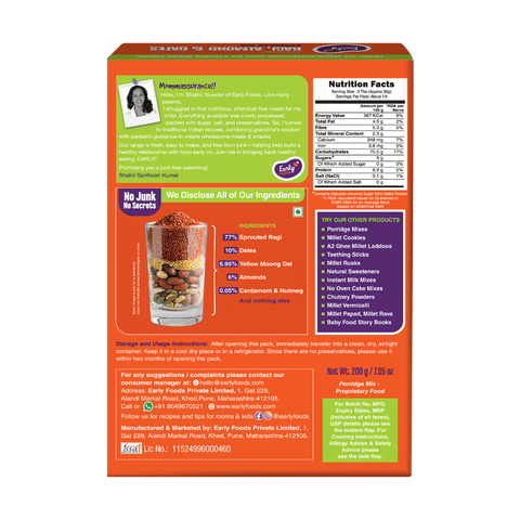 Sprouted Ragi Almond Date Porridge Mix