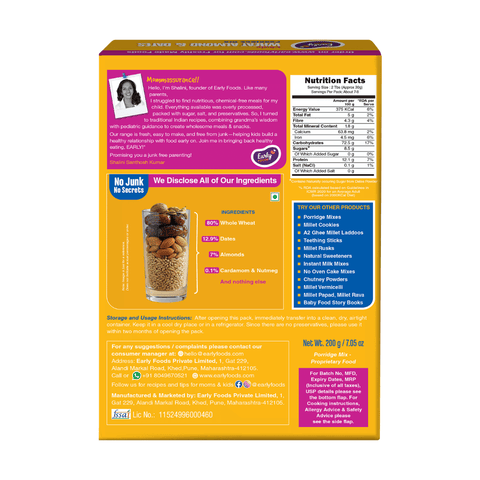 Whole Wheat Almond Date Porridge Mix