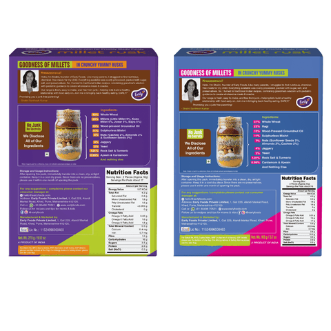 Pack of 4 - Millet & Whole Wheat Rusks