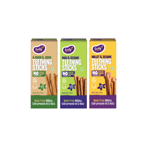 Pack of 3 - Whole Wheat, Ragi & Millets Teething Sticks